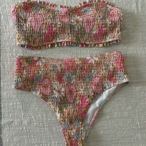 Floral Smocked Bikini Set